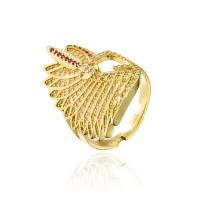 Cubic Zirconia Micro Pave Brass Finger Ring, 18K gold plated, Adjustable & micro pave cubic zirconia, 18mm 