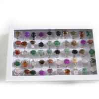 Edelstein Zink Legierung Fingerring, Zinklegierung, mit Naturstein, Einstellbar & unisex, keine, 4x18mm-11x24mm, Größe:5.5, 50PCs/Box, verkauft von Box