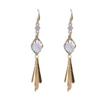 Cats Eye Earring, Zinc Alloy, with Cats Eye & Rhinestone, brass earring hook, gold color plated, for woman 