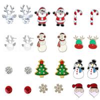 Weihnachten Ohrringe, Zinklegierung, plattiert, Weihnachtsschmuck & verschiedene Stile für Wahl & für Frau & mit Strass, verkauft von Paar