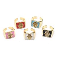 Cubic Zirconia Micro Pave Brass Finger Ring, Hamsa, Adjustable & micro pave cubic zirconia & for woman & enamel 