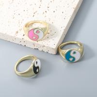 Enamel Zinc Alloy Finger Ring, fashion jewelry & ying yang & for woman 