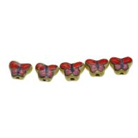Kunstdruck Porzellan Perlen, Schmetterling, DIY, rot, 15x18x8mm, 500PCs/Tasche, verkauft von Tasche
