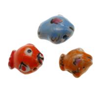 Abalorios de porcelana de animal, Pez, Bricolaje, más colores para la opción, 15x16x11mm, 500PCs/Bolsa, Vendido por Bolsa