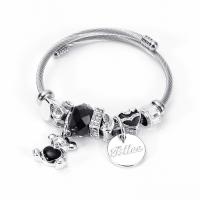 Stainless Steel European Cuff Bangle, with Crystal, Adjustable & for woman & enamel & with rhinestone 