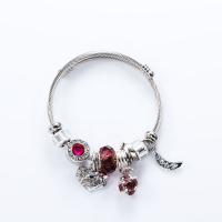 Stainless Steel European Cuff Bangle, with Crystal, plated, Adjustable & for woman & with rhinestone 