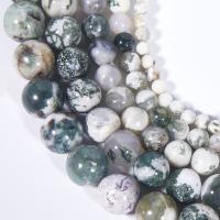 Natürlichen Baum-Achat-Perlen, Baumachat, rund, poliert, DIY, gemischte Farben, Länge:38 cm, verkauft von Strang