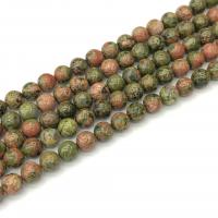 Unakit Perlen, Unakite, rund, poliert, DIY, gemischte Farben, Länge:38 cm, verkauft von Strang