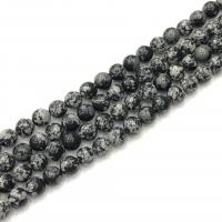 Schneeflocke Obsidian Perlen, rund, poliert, DIY, schwarz, Länge:38 cm, verkauft von Strang