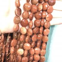 Goldstone Beads, Flat Round, polished, DIY & faceted, reddish orange cm 