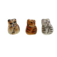 Abalorios de porcelana de animal, Gato, Bricolaje, más colores para la opción, 18x13x10mm, 100PCs/Bolsa, Vendido por Bolsa