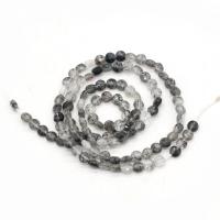 Rutilated Quartz Beads, Black Rutilated Quartz, Flat Round, DIY & faceted, mixed colors, 4mm cm 