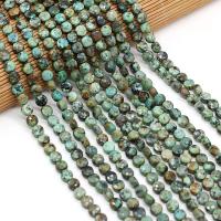 Natural African Turquoise Beads, Flat Round, DIY & faceted, mixed colors, 6mm cm 