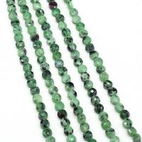 Rubin in Zoisit Perle, Smaragd, flache Runde, DIY & facettierte, grün, 6mm, Länge:38 cm, verkauft von Strang