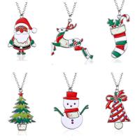 Christmas Jewelry Necklace, Zinc Alloy, with 2.28 inch extender chain, plated, Christmas Design & for woman & enamel & with rhinestone, multi-colored Approx 17.72 Inch 