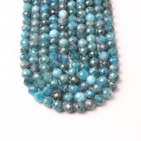Apatit Perlen, Apatite, rund, handgemacht, DIY & facettierte, blau, Länge:38 cm, verkauft von Strang