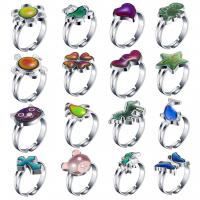 Mood Finger Ring, Zinc Alloy, plated, Adjustable & Unisex & change their color according to the temperature, mixed colors, 17mm 