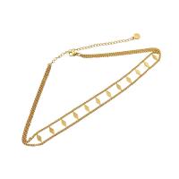 Fashion Choker Necklace, 316L Stainless Steel, with 5cm extender chain, Geometrical Pattern, gold color plated, oval chain & for woman, golden Approx 30 cm 