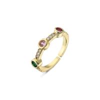Cubic Zirconia Micro Pave Brass Finger Ring, 18K gold plated, Adjustable & micro pave cubic zirconia & for woman 18mm 