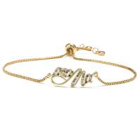laiton bracelet, Placage, Réglable & Bijoux Fête des Mères & pavé de micro zircon & pour femme, plus de couleurs à choisir Environ 8 pouce, Vendu par PC