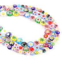 Millefiori Slice Lampwork Beads, Millefiori Lampwork, Flat Round, printing, DIY, mixed colors cm 