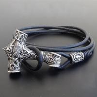 Cowhide Bracelets, Zinc Alloy, with Cowhide, plated, Unisex & anti-fatigue Inch 
