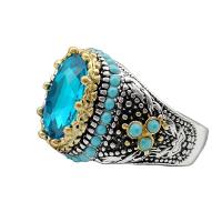 Turquoise Zinc Alloy Finger Ring, with Sapphire & turquoise, plated, fashion jewelry & for woman, blue 