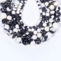 Zebra-Jaspis Perle, Zebra Jaspis, rund, poliert, DIY, gemischte Farben, Länge:38 cm, verkauft von Strang