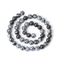 Schneeflocke Obsidian Perlen, rund, poliert, DIY, gemischte Farben, Länge:38 cm, verkauft von Strang