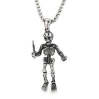 Stainless Steel Skull Pendant, without cord & for man 