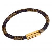 Leatheroid Cord Bracelets, Titanium Steel, with leather cord, plated, Unisex 
