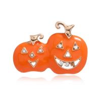 Halloween Brooch, Zinc Alloy, Pumpkin, Halloween Design & fashion jewelry & for woman & enamel & with rhinestone, orange 