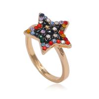 Rhinestone Zinc Alloy Finger Ring, Star, fashion jewelry & for woman & with rhinestone 