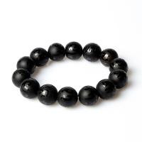 Black Agate Bracelets, Round, Unisex black 