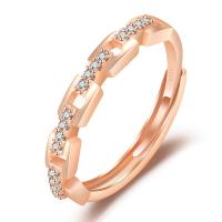 Brass Open Finger Ring, with Cubic Zirconia, plated, for woman 