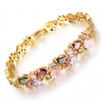 Cubic Zirconia Micro Pave Brass Bracelet, gold color plated & micro pave cubic zirconia & for woman 