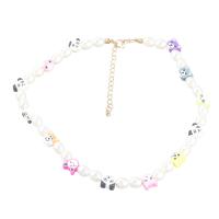 Plastic Pearl Necklace, Zinc Alloy, with Polymer Clay & Resin, with 3.14 extender chain, Cartoon, fashion jewelry & for woman, multi-colored Inch 