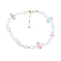 Plastic Pearl Necklace, Zinc Alloy, with ABS Plastic Pearl & Resin, with 3.18 extender chain, Candy, fashion jewelry & for woman, multi-colored .02 Inch 
