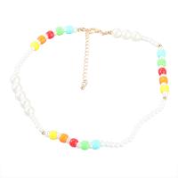 Plastic Pearl Necklace, Zinc Alloy, with ABS Plastic Pearl & Resin, with 2.99 extender chain, fashion jewelry & for woman, multi-colored .83 Inch 