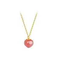 Red Agate Necklace, Zinc Alloy, with Red Agate & Freshwater Pearl, Peach, gold color plated & for woman, white, 5mm 
