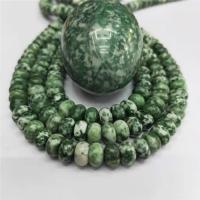 Perles en pierres aux taches vertes, Pierre de tache vert, abaque, poli, DIY, cyan cm, Vendu par brin