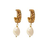 Freshwater Pearl Brass Earring, with pearl, 18K gold plated, for woman, mixed colors 