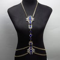Bijoux chaîne de corps, alliage de zinc, avec strass acrylique, Placage de couleur d'or, pour femme, plus de couleurs à choisir Environ 21.65 pouce, Vendu par PC