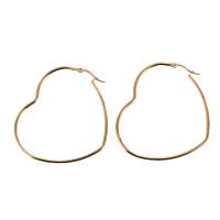 Edelstahl Hoop Ohrringe, 316 L Edelstahl, Herz, 18K vergoldet, für Frau, 55x50mm, verkauft von Paar