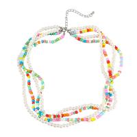 Plastic Pearl Necklace, Zinc Alloy, with ABS Plastic Pearl & Resin, with 3.11 extender chain, fashion jewelry & multilayer & for woman, multi-colored .03 Inch 