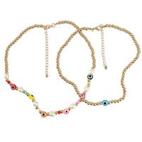 Plastic Pearl Necklace, Zinc Alloy, with ABS Plastic Pearl & Resin & Copper Coated Plastic, with 2.91 extender chain, 2 pieces & fashion jewelry & for woman, multi-colored .47 Inch 