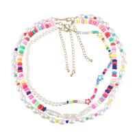 Plastic Pearl Necklace, Zinc Alloy, with ABS Plastic Pearl & Polymer Clay & Resin, with 3.03 extender chain, three pieces & fashion jewelry & for woman, multi-colored .94 Inch 