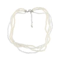 Plastic Pearl Necklace, Zinc Alloy, with ABS Plastic Pearl & Resin, with 2.99 extender chain, fashion jewelry & multilayer & for woman, white .62 Inch 