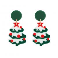 Рождество Серьги, цинковый сплав, с канифоль, Рождественская елка, Рождественский дизайн & ювелирные изделия моды & Женский, зеленый, продается Пара