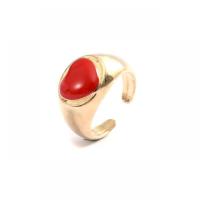 Zinc Alloy Cuff Finger Ring, with enamel, Heart, gold color plated, Unisex 5mm 
